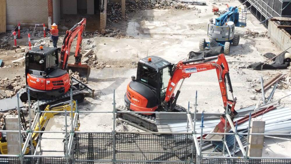 Plant working through concrete at the Ramada Hotel